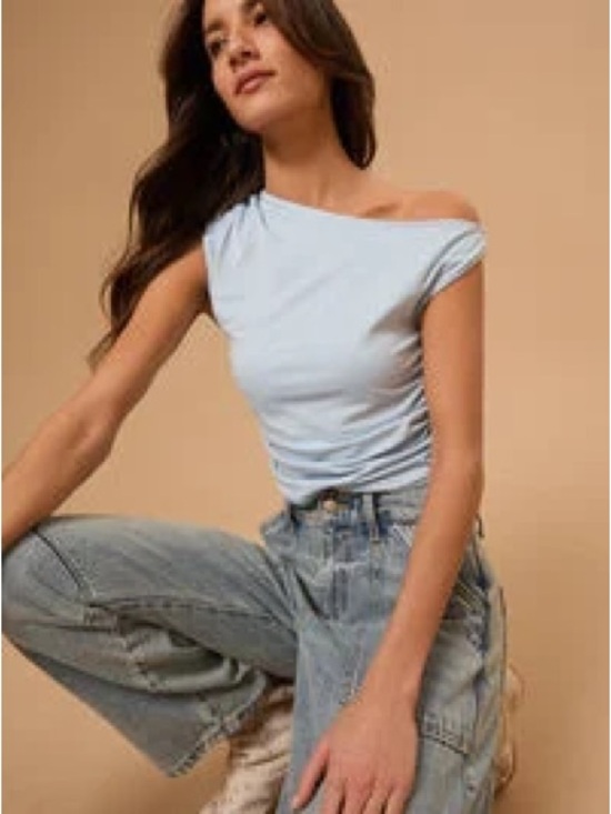 Altar'd State Tops - Altar'd State Light Blue One-Shoulder Tank Top